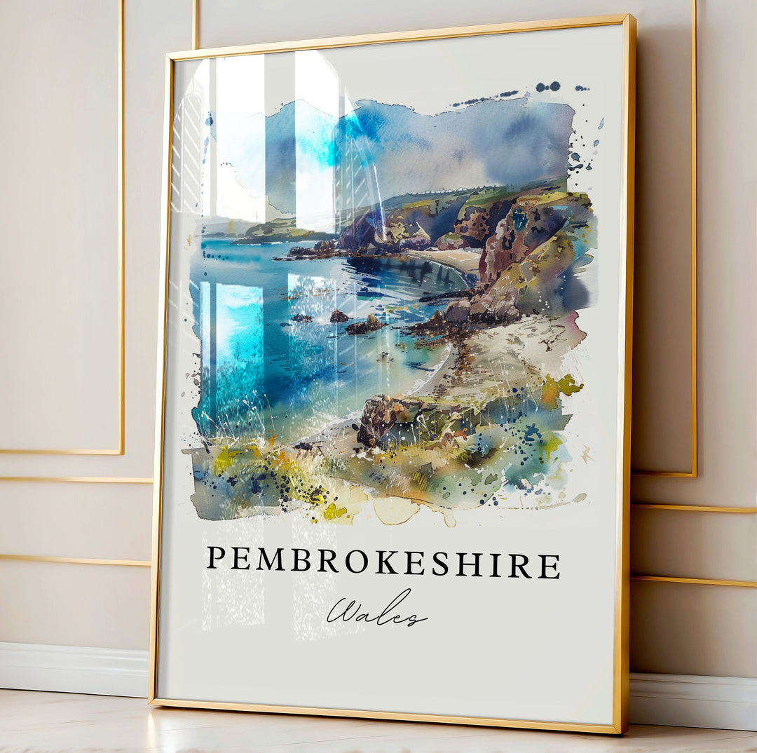 Pembrokeshire Wall Art, Wales Print, Pembrokeshire Watercolor, Pembrokeshire Gift,