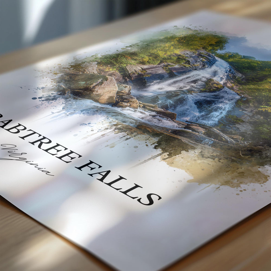 Crabtree Falls Wall Art, Crabtree Falls Print, Virginia Watercolor Art, Crabtree Falls Gift, Travel Print, Travel Poster, Housewarming Gift