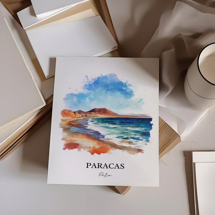 Paracas Peru Wall Art, El Chaco Beach Print, Peru Watercolor Art, Paracas Peru Gift, Travel Print, Travel Poster, Housewarming Gift