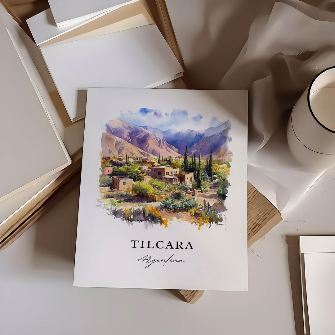 Tilcara Argentina Wall Art, Tilcara Print, Tilcara Watercolor Art, Tilcara Argentina Gift,