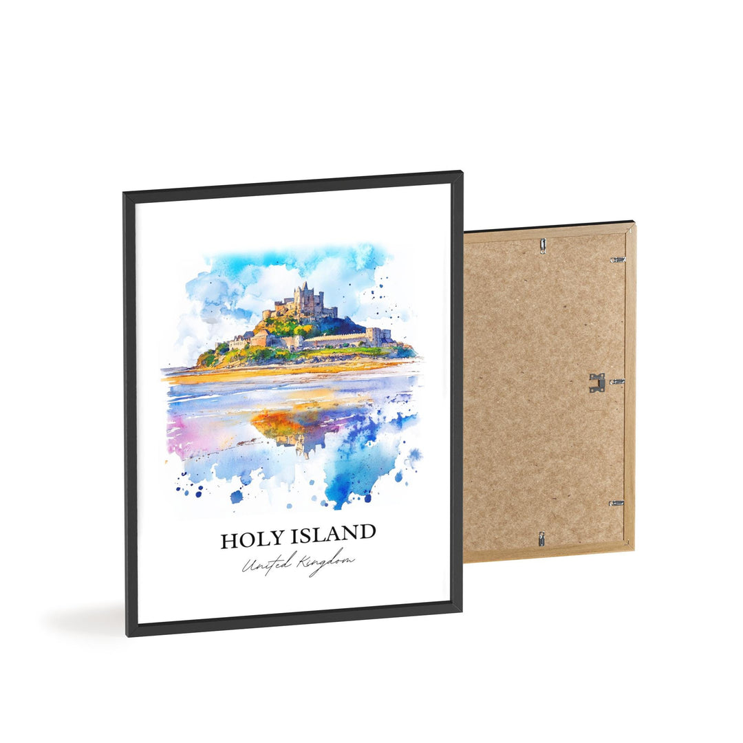 Holy Island Wall Art, Northumberland Print, England Watercolor Art, Holy Island UK Gift, Travel Print, Travel Poster, Housewarming Gift
