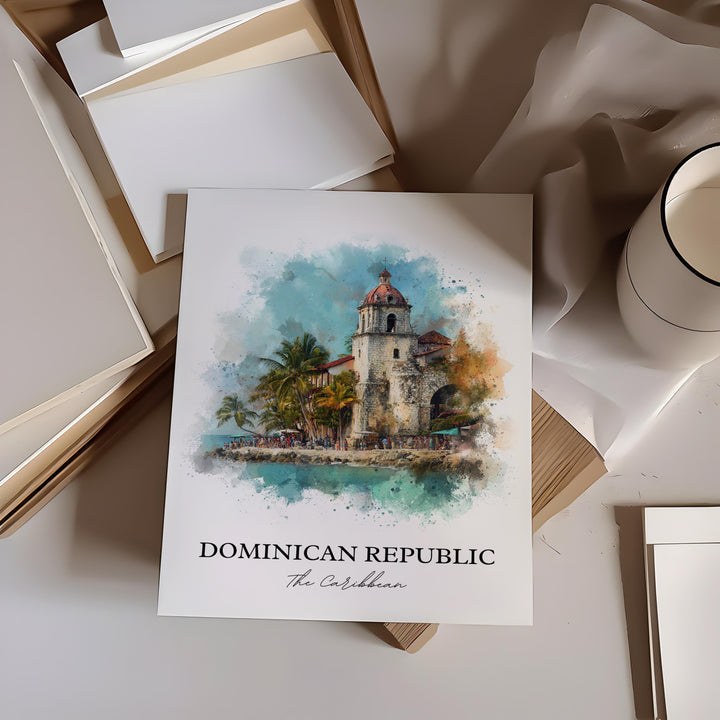 Dominican Republic Wall Art, Caribbean Print, DR Watercolor Art, Dominican Republic Gift, Travel Print, Travel Poster, Housewarming Gift