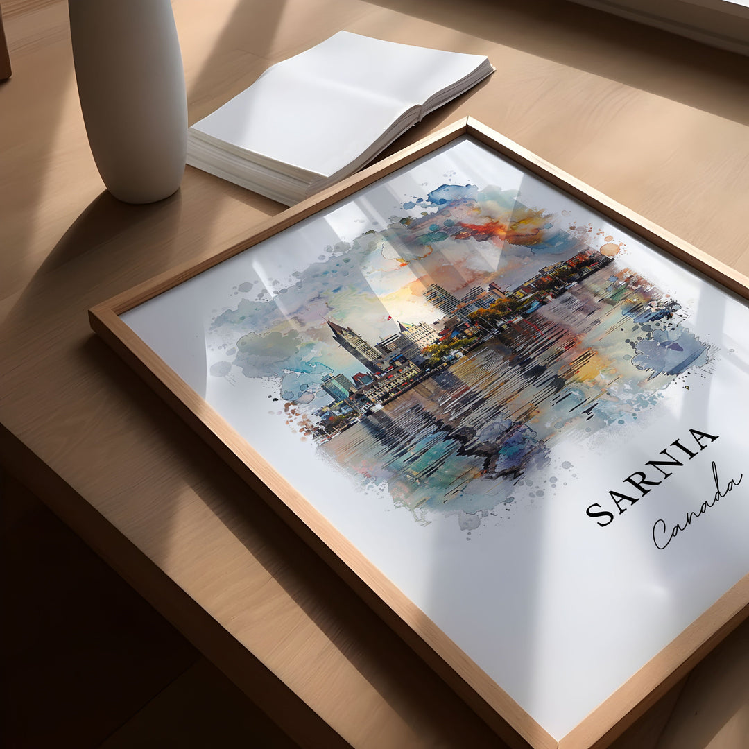 Sarnia Ontario Art, Lambton County Print, Sarnia Watercolor, Sarnia Lambton County Ontatio Gift, Travel Poster, Housewarming Gift