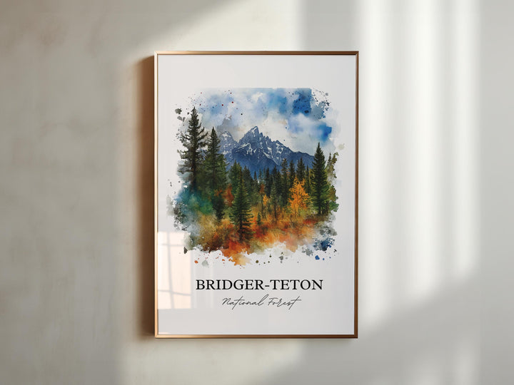 Bridger-Teton Wall Art, Jackson Wyoming Print, Wyoming Watercolor Art, Bridger-Teton Gift, Travel Print, Travel Poster, Housewarming Gift
