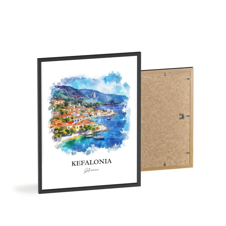 Kefalonia Wall Art, Argostolion Print, Greece Watercolor Art, Kefalonia Greece Gift, Travel Print, Travel Poster, Housewarming Gift