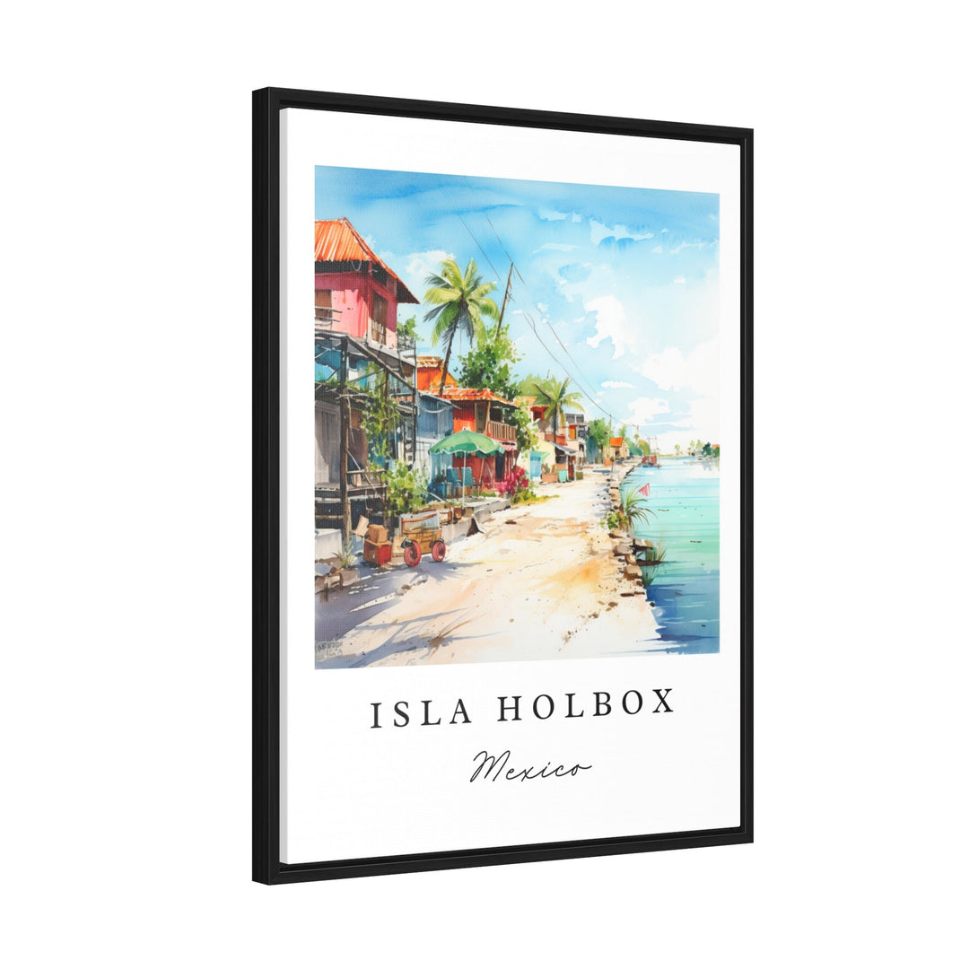 Isla Holbox traditional travel art - Mexico, Isla Holbox poster print, Wedding gift, Birthday present, Custom Text, Perfect Gift