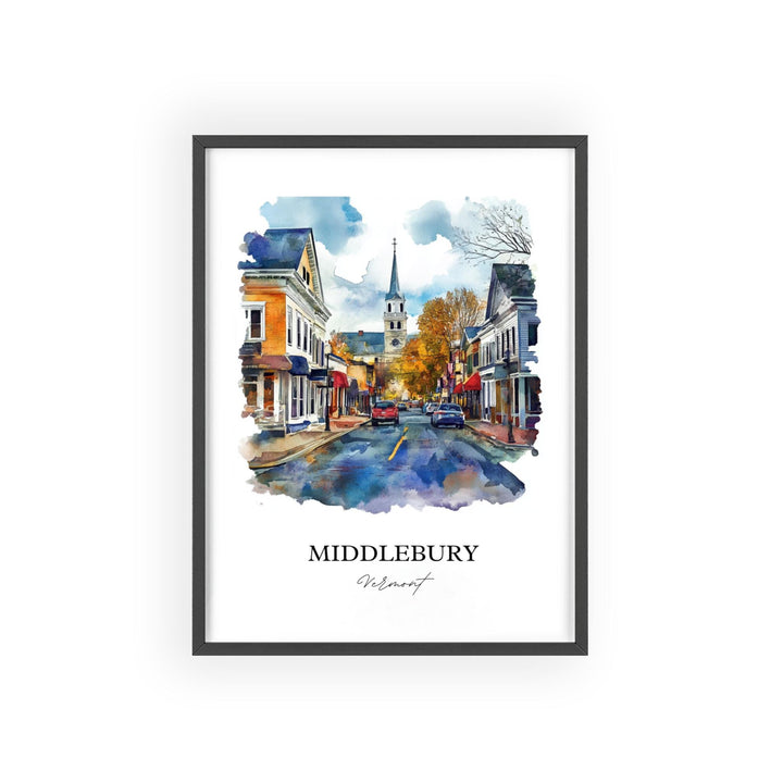 Middlebury VT Wall Art, Addison County Print, Vermont Watercolor Art, Middlebury Gift, Travel Print, Travel Poster, Housewarming Gift