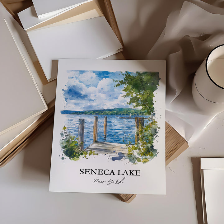Seneca Lake Wall Art, Finger Lakes Print, Finger Lakes NY Watercolor Art, Seneca Lake Gift, Travel Print, Travel Poster, Housewarming Gift
