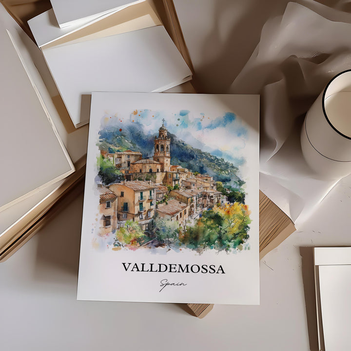 Valldemossa Wall Art, Majorca Print, Spain Watercolor Art, Valldemossa Spain Gift, Travel Print, Travel Poster, Housewarming Gift