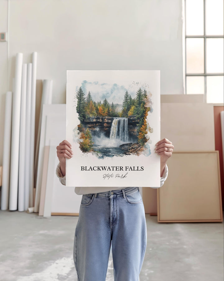 Blackwater Falls Art, Tucker County WV Print, West Virginia Artwork, Blackwater Falls Gift, Travel Print, Travel Poster, Housewarming Gift