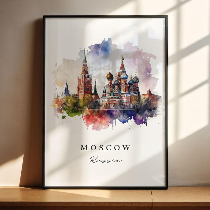 Moscow Wall Art, Moscow Russia Print, Moscow Watercolor Art, The Kremlin Art Gift,