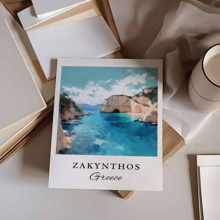 Zakynthos Greece wall art - Greece, Zakynthos poster, Zakynthos Wedding gift, Birthday present, Custom Text, Personalised Gift