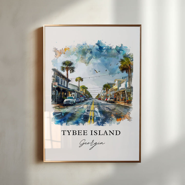 Tybee Island Wall Art, Tybee Island GA, Tybee Island Watercolor, Tybee Island Georgia Gift,