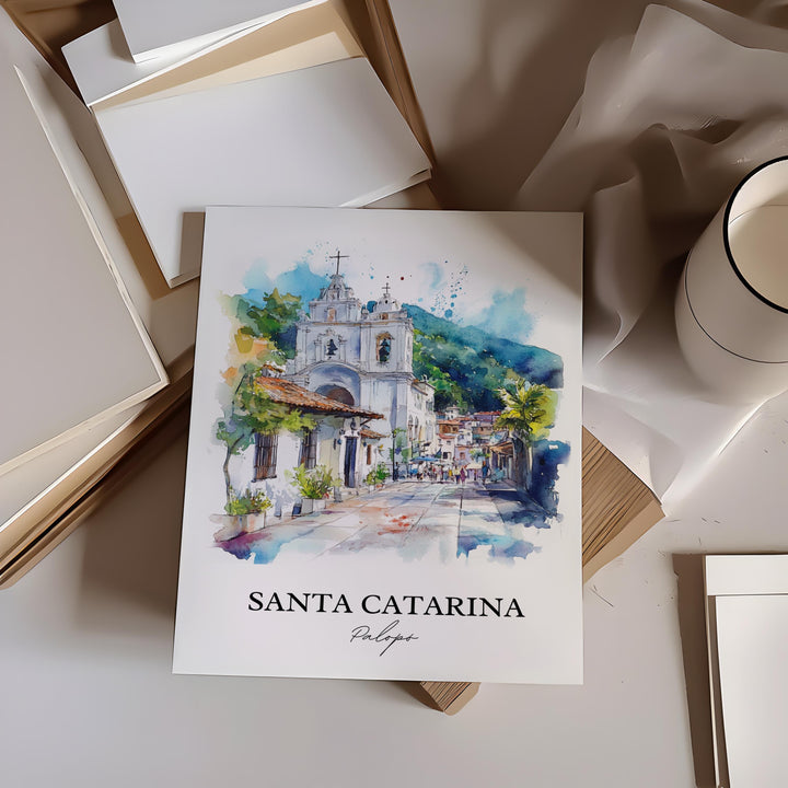 Santa Catarina Palopó Art, Guatemala Print, Guatemala Watercolor Art, Lake Atitlán Gift, Travel Print, Travel Poster, Housewarming Gift