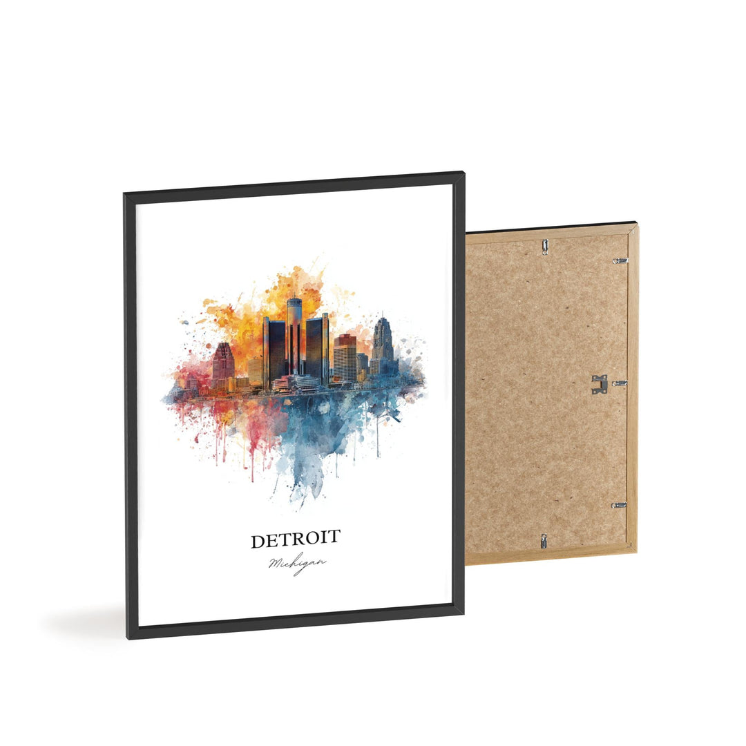 Detroit, MI – Watercolor Art Print