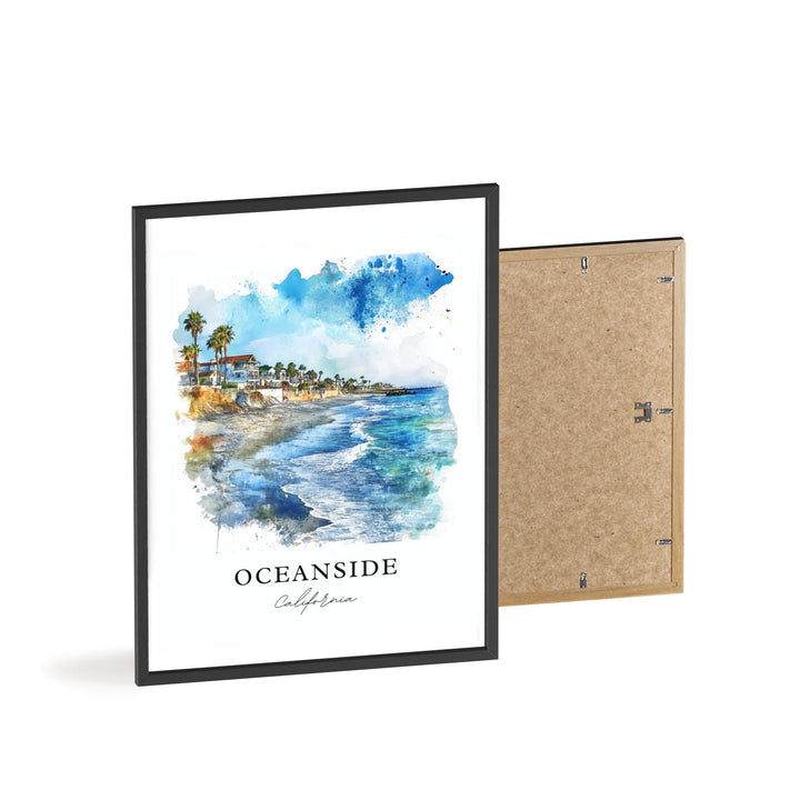 Oceanside CA Wall Art, San Diego Print, SoCal Watercolor Art, Oceanside California Gift, Travel Print, Travel Poster, Housewarming Gift