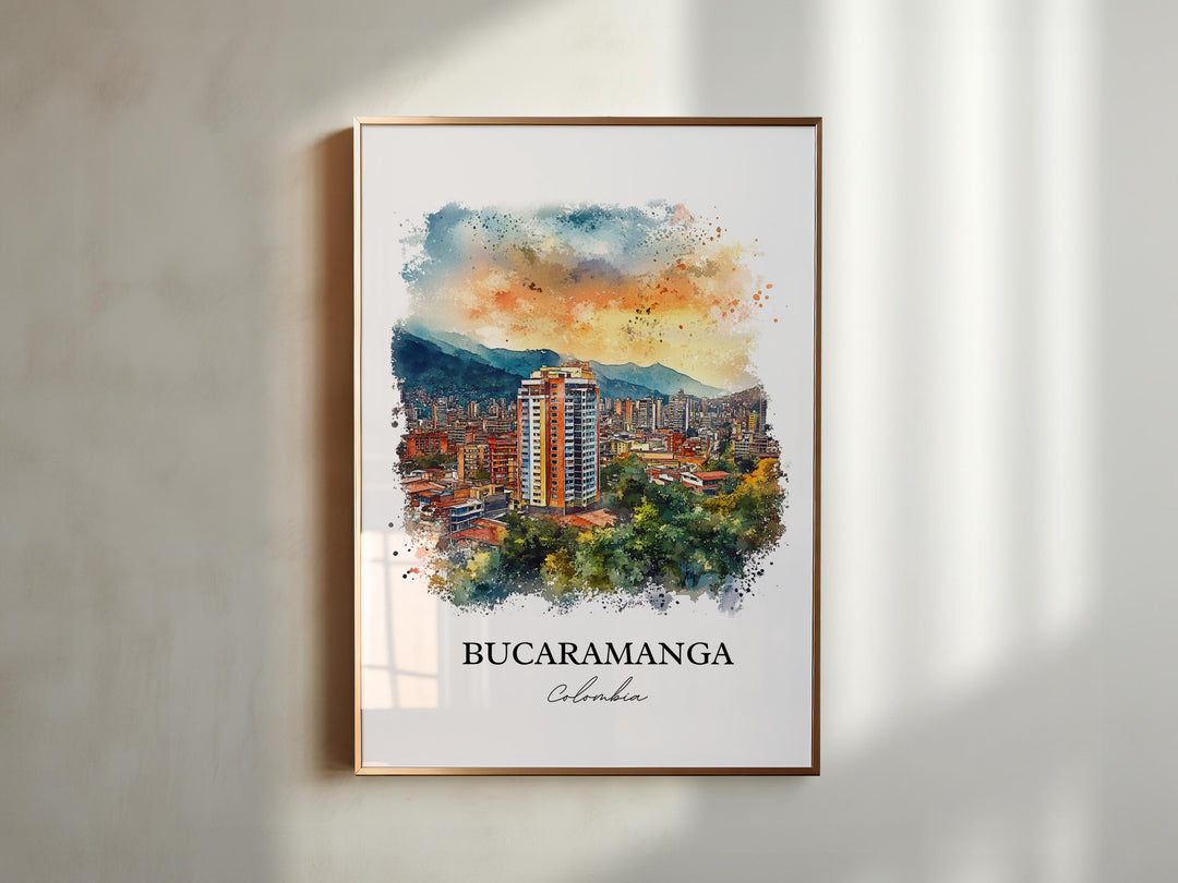 Bucaramanga Wall Art, Santander Department Print, Colombia Watercolor Art, Bucaramanga Gift, Travel Print, Travel Poster, Housewarming Gift