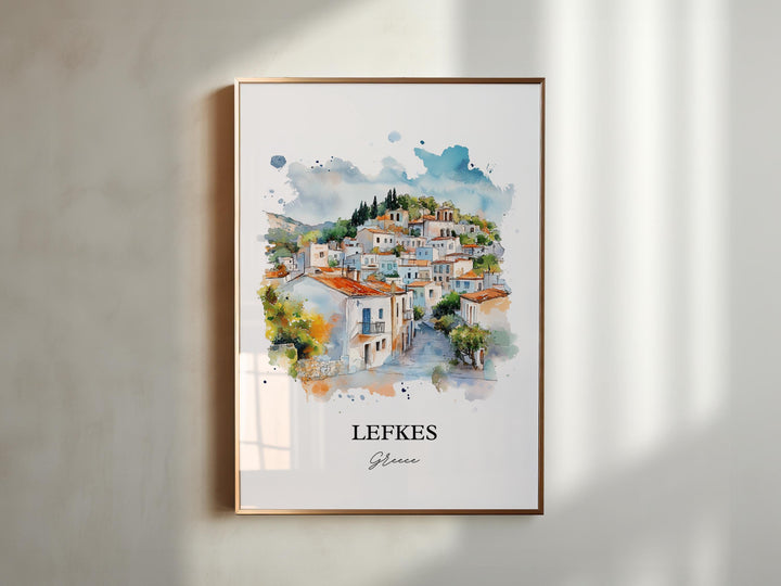 Lefkés Greece Wall Art, Paros Print, Paros Greece Watercolor Art, Lefkes Greece Gift, Travel Print, Travel Poster, Housewarming Gift