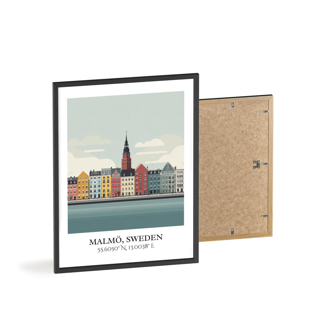 Malmo Sweden Art, Malmo Retro Travel Art, Malmo Home Decor, Malmo Sweden Gift, Sweden Travel Art, Travel Prints, Housewarming Gift