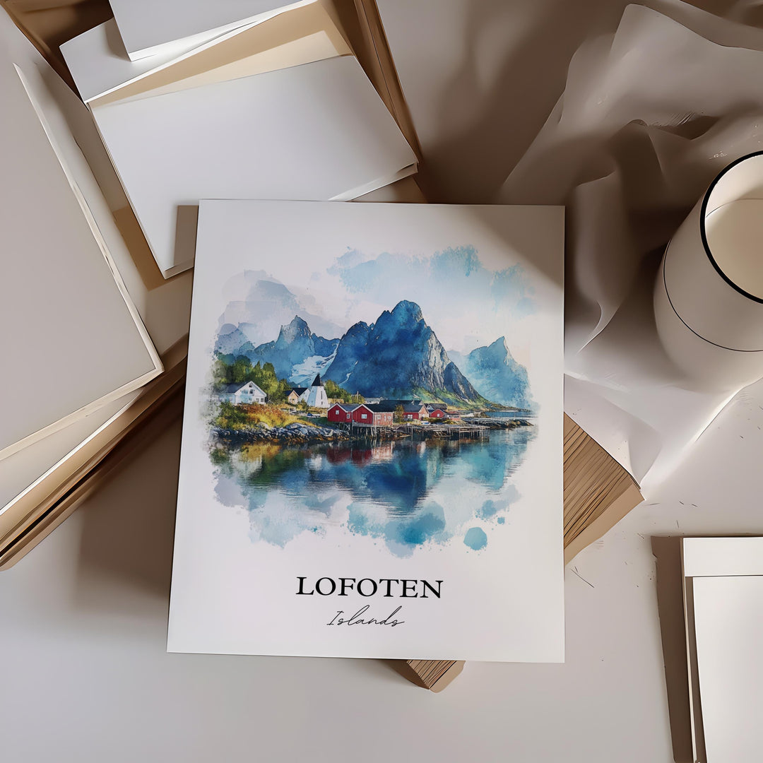 Lofoten Islands Wall Art, Vestvagoya Island Print, Norway Watercolor, Lofoten Islands Gift, Travel Print, Travel Poster, Housewarming Gift