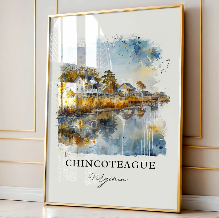 Chincoteague Virginia Art, Chincoteague Print, Assateague Watercolor, Chincoteague Island Gift, Travel Print, Travel Poster, Gift