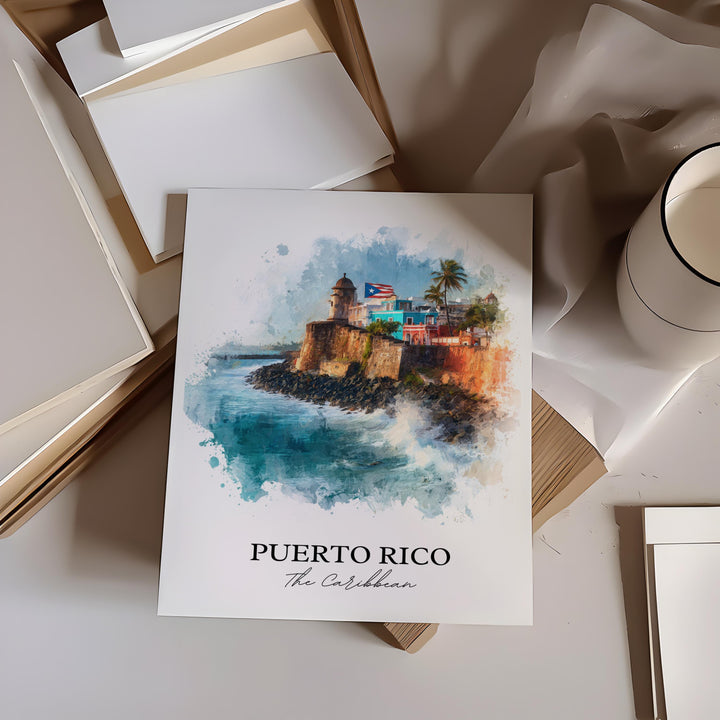 Puerto Rico Wall Art, Puerto Rico Print, Puerto Rico Watercolor Art, Puerto Rico Gift, Travel Print, Travel Poster, Housewarming Gift