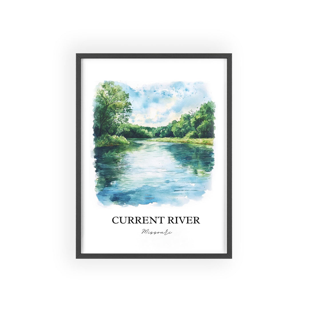 Current River Wall Art, Ozarks Print, Missouri Watercolor Art, Current River MO Gift, Travel Print, Travel Poster, Housewarming Gift
