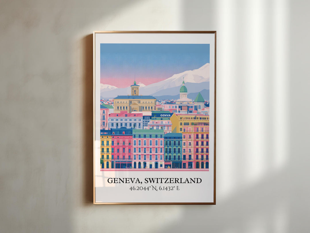 Geneva Switzerland Art, Geneva Retro Travel Art, Geneva Home Decor, Geneva Gift, Switzerland Travel Art, Travel Prints, Housewarming Gift