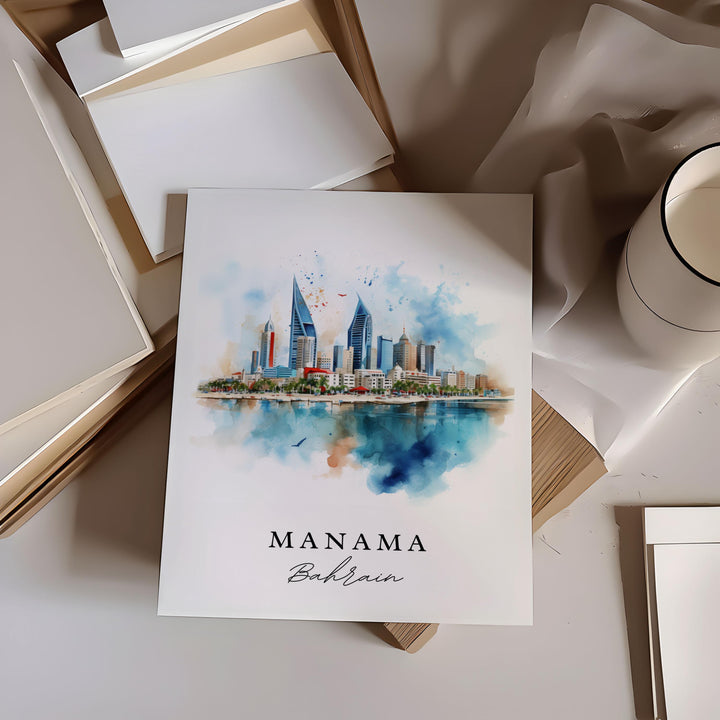 Manama Bahrain wall art - Bahrain, Manama poster, Manama Wedding gift, Birthday present, Custom Text, Personalized Gift