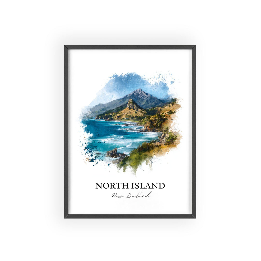 North Island, New Zealand – Watercolor Art Print