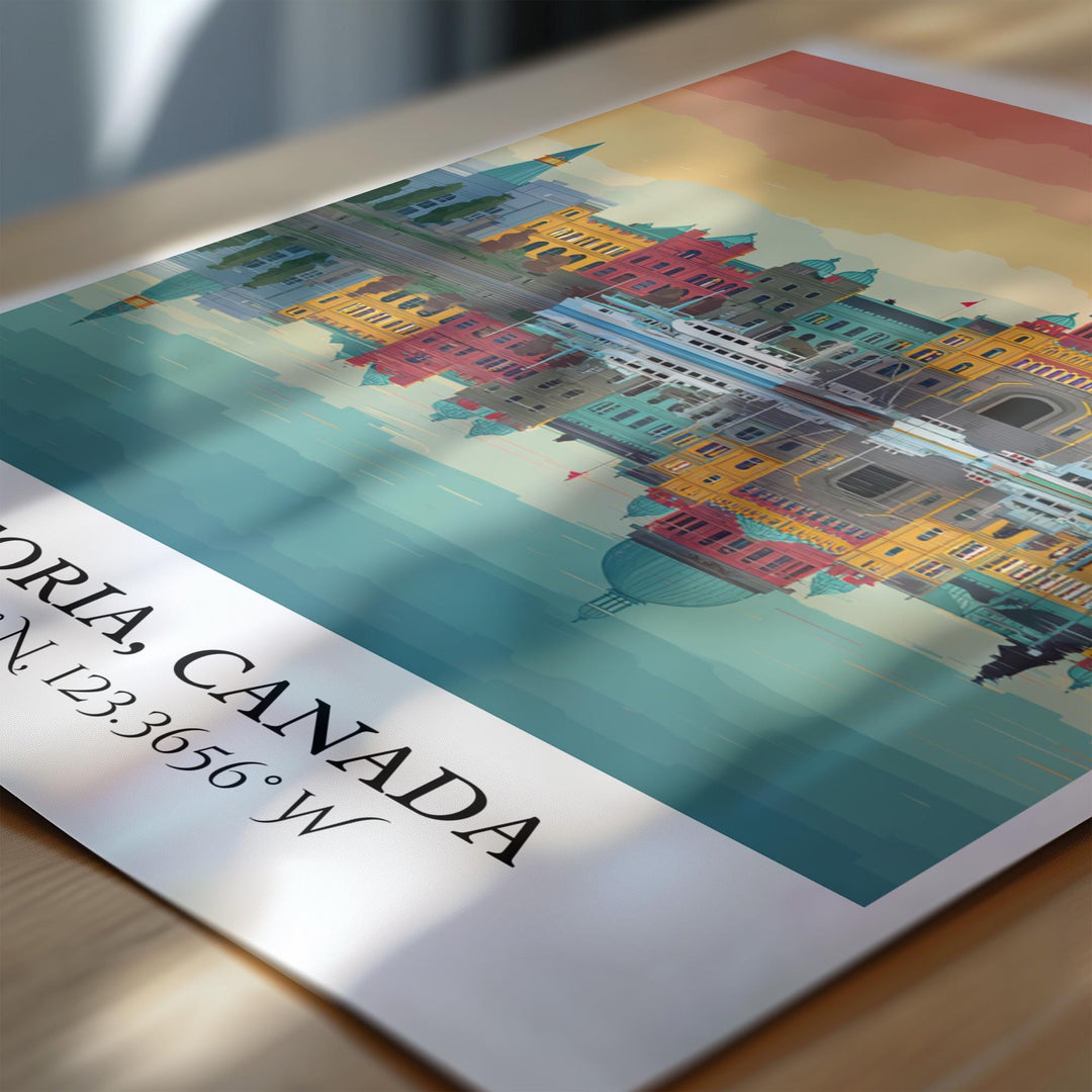 Victoria Canada Art, Canada Retro Travel Art, Canada Home Decor, Canada Gift, Victoria Canada Travel Art, Travel Prints, Housewarming Gift