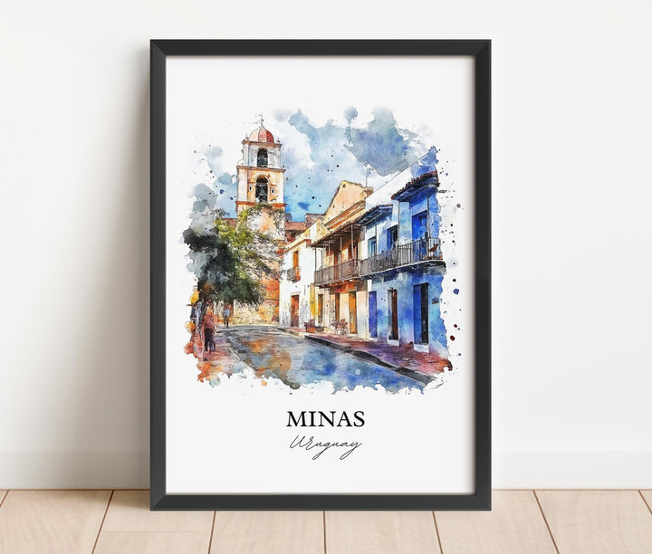 Minas Uruguay Wall Art, Lavalleja Print, Uruguay Watercolor Art, Minas Uruguay Gift, Travel Print, Travel Poster, Housewarming Gift