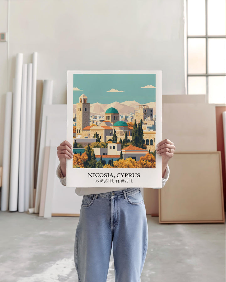 Nicosia Cyprus Art, Nicosia Retro Travel Art, Cyprus Home Decor, Cyprus Gift, Cyprus Travel Art, Travel Prints, Housewarming Gift