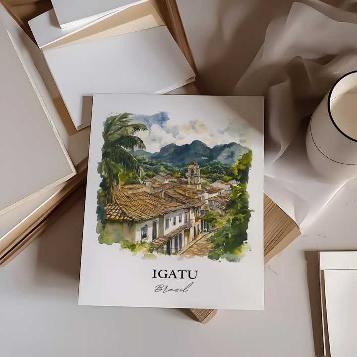 Igatu Brazil Wall Art, Igatu Ruins Print, Brazil Watercolor Art, Igatu Brazil Gift, Travel Print, Travel Poster, Housewarming Gift