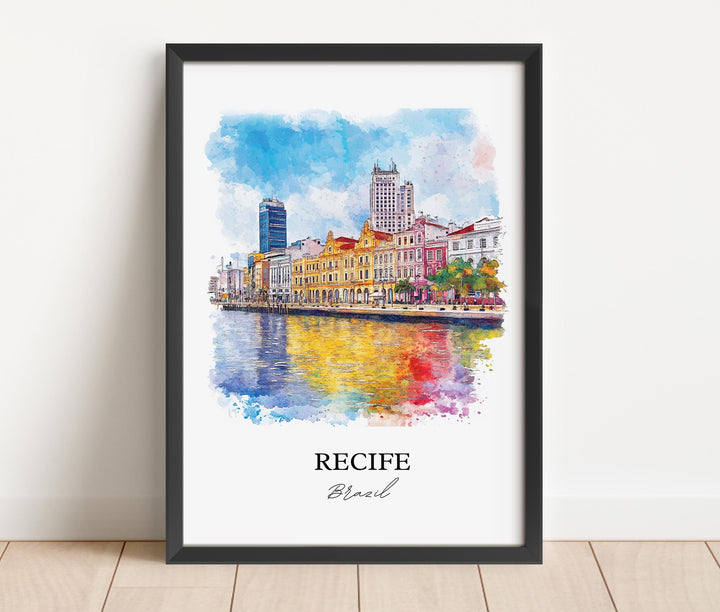Recife Brazil Wall Art, Pernambuco Print, Brazil Watercolor Art, Recife Brazil Gift, Travel Print, Travel Poster, Housewarming Gift