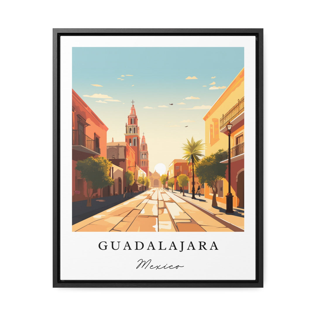 Guadalajara traditional travel art - Mexico, Guadalajara poster, Wedding gift, Birthday present, Custom Text, Personalised Gift