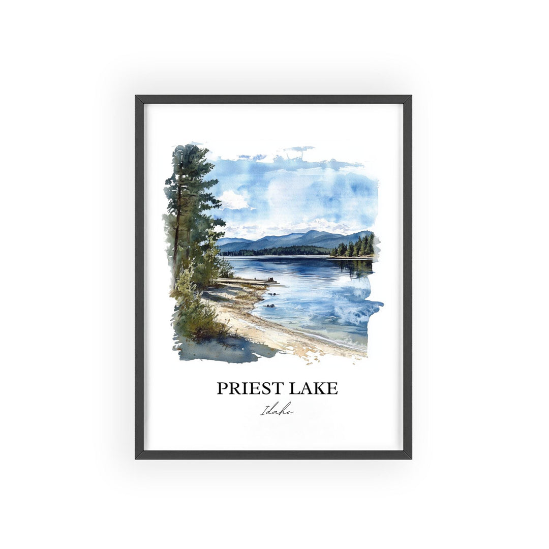 Priest Lake Wall Art, Nordman ID Print, Priest Lake Watercolor Art, Priest Lake Gift, Travel Print, Travel Poster, Housewarming Gift