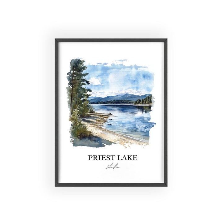 Priest Lake Wall Art, Nordman ID Print, Priest Lake Watercolor Art, Priest Lake Gift, Travel Print, Travel Poster, Housewarming Gift