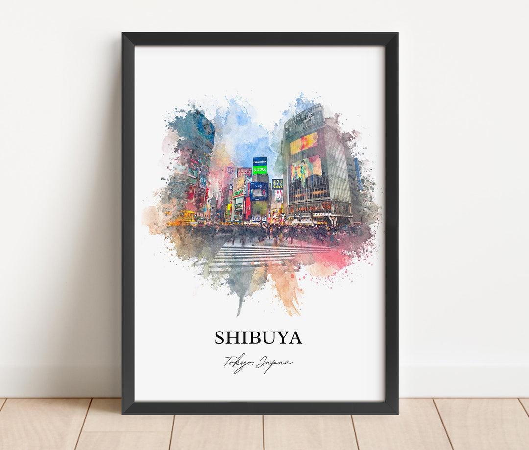 Shibuya Wall Art, Shibuya Tokyo Print, Shibuya Watercolor Art, Tokyo Japan Gift, Tokyo Travel Print, Tokyo Travel Poster, Housewarming Gift