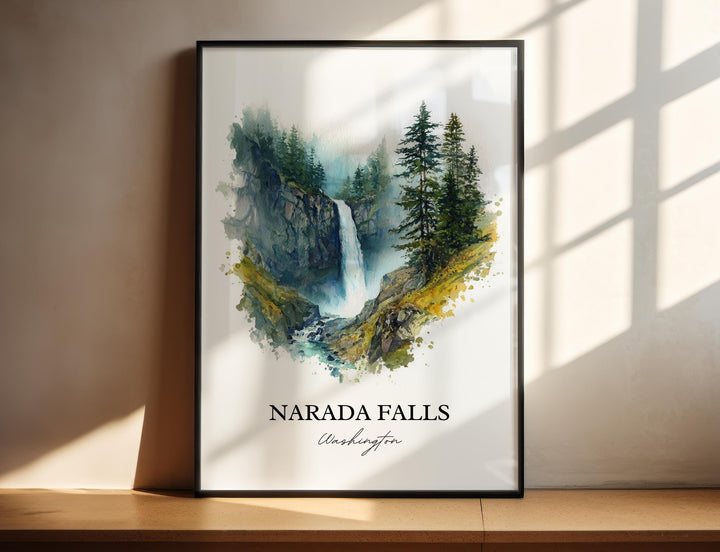 Narada Falls Wall Art, Mount Rainier Print, Washington State Artwork, Narada Falls Gift, Travel Print, Travel Poster, Housewarming Gift