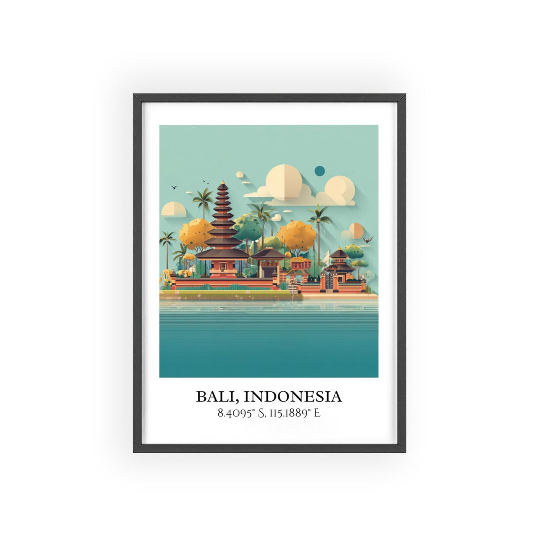 Bali Indonesia Art, Bali Retro Travel Art, Bali Indonesia Home Decor, Bali Gift, Indonesia Travel Art, Travel Prints, Housewarming Gift