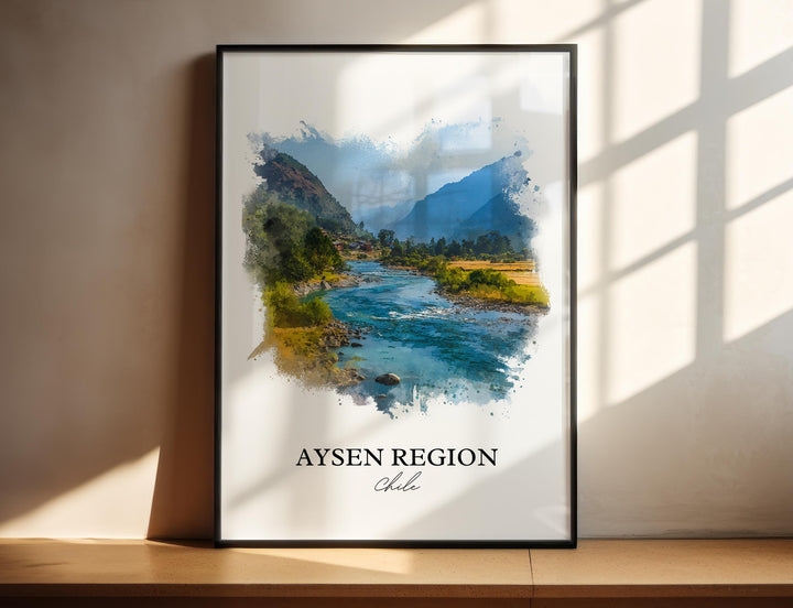 Aysen Region Wall Art, Aysen Region Print, Chile Watercolor Art, Chile Gift, Chile Travel Print, Travel Poster, Housewarming Gift