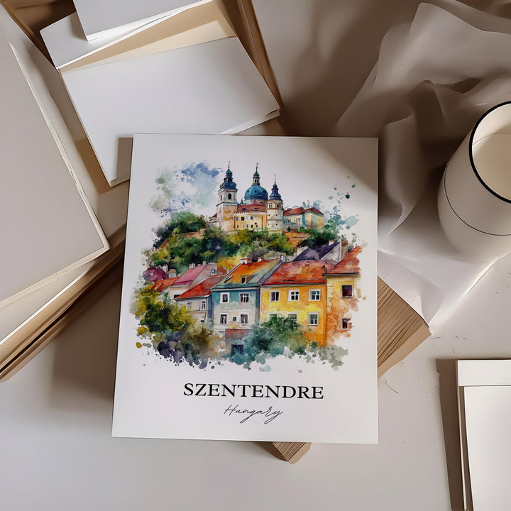 Szentendre Wall Art, Danube River Print, Hungary Watercolor Art, Szentendre Hungary Gift, Travel Print, Travel Poster, Housewarming Gift