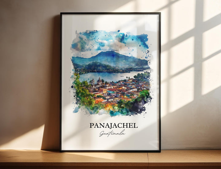Panajachel Wall Art, Guatemala Print, Guatemala Watercolor Art, Panajachel Gift, Travel Print, Travel Poster, Housewarming Gift