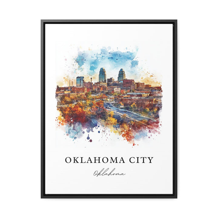 Oklahoma City Wall Art, OKC Print, Oklahoma City Watercolor Art, OKC Skyline Gift,