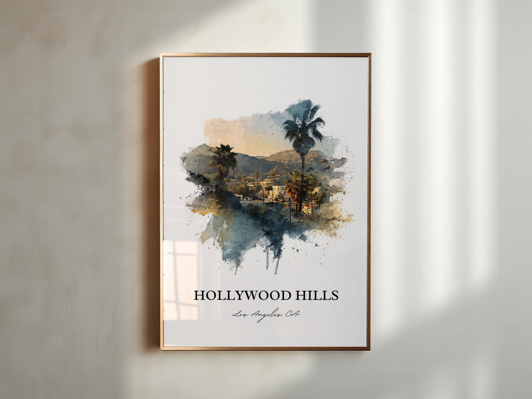 Hollywood Hills, California – Watercolor Art Print