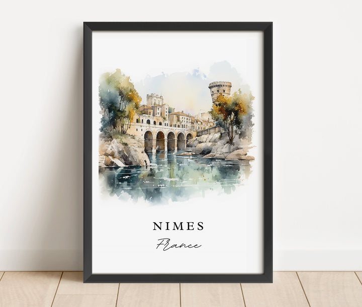 Nimes France wall art - France, Nimes poster, Nimes FR Wedding gift, Nimes France Birthday present, Custom Text, Personalized Gift