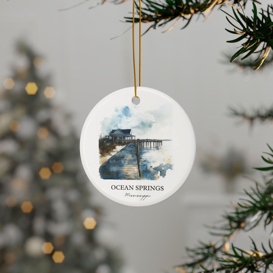 Ocean Springs MS Ornament: Unique Gulf Coast Souvenir, Ocean Springs Xmas Decor, and Authentic Mississippi Gift