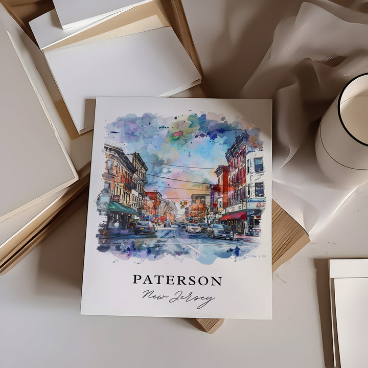 Paterson Wall Art, Paterson NJ Print, Paterson NJ Watercolor, Paterson New Jersey Gift,