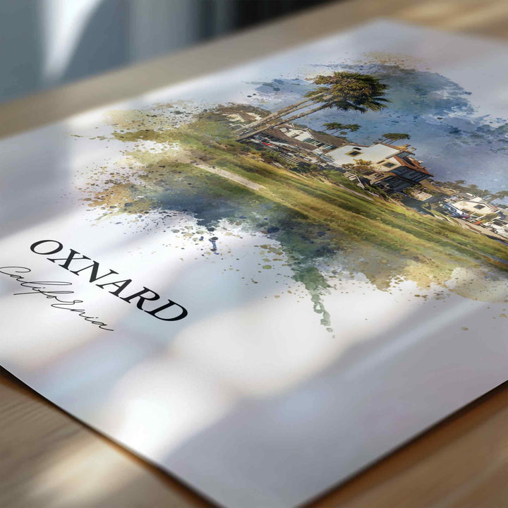 Oxnard CA Wall Art, Oxnard Print, Oxnard Watercolor Art, Oxnard California Gift, Travel Print, Travel Poster, Housewarming Gift